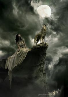 woman wolf moon