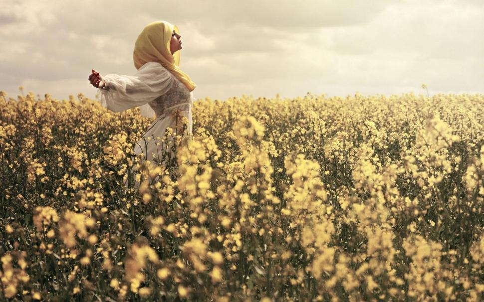 woman in sunny field