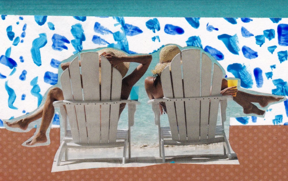 blue 2 women at beach