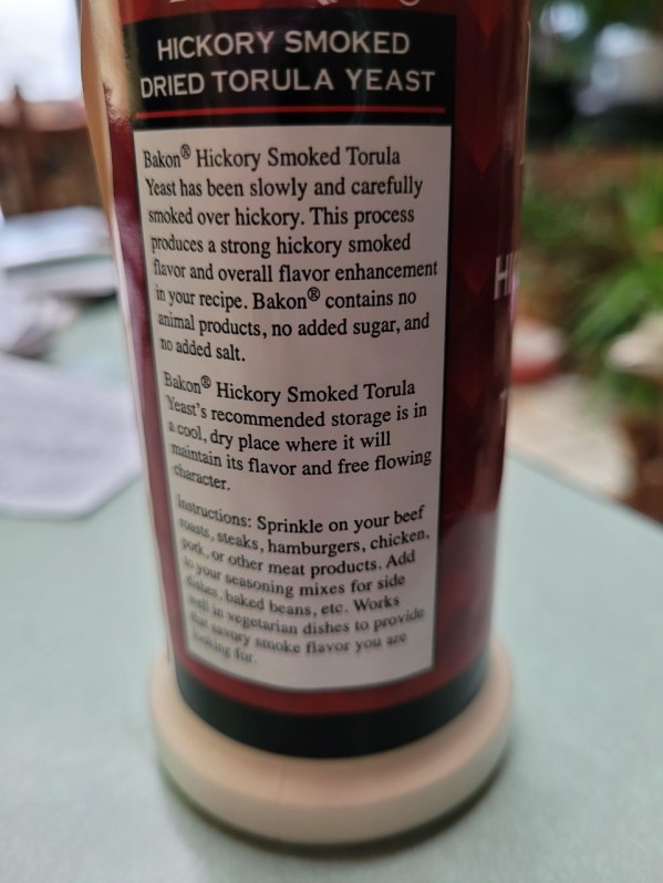 torula yeast back of bottle