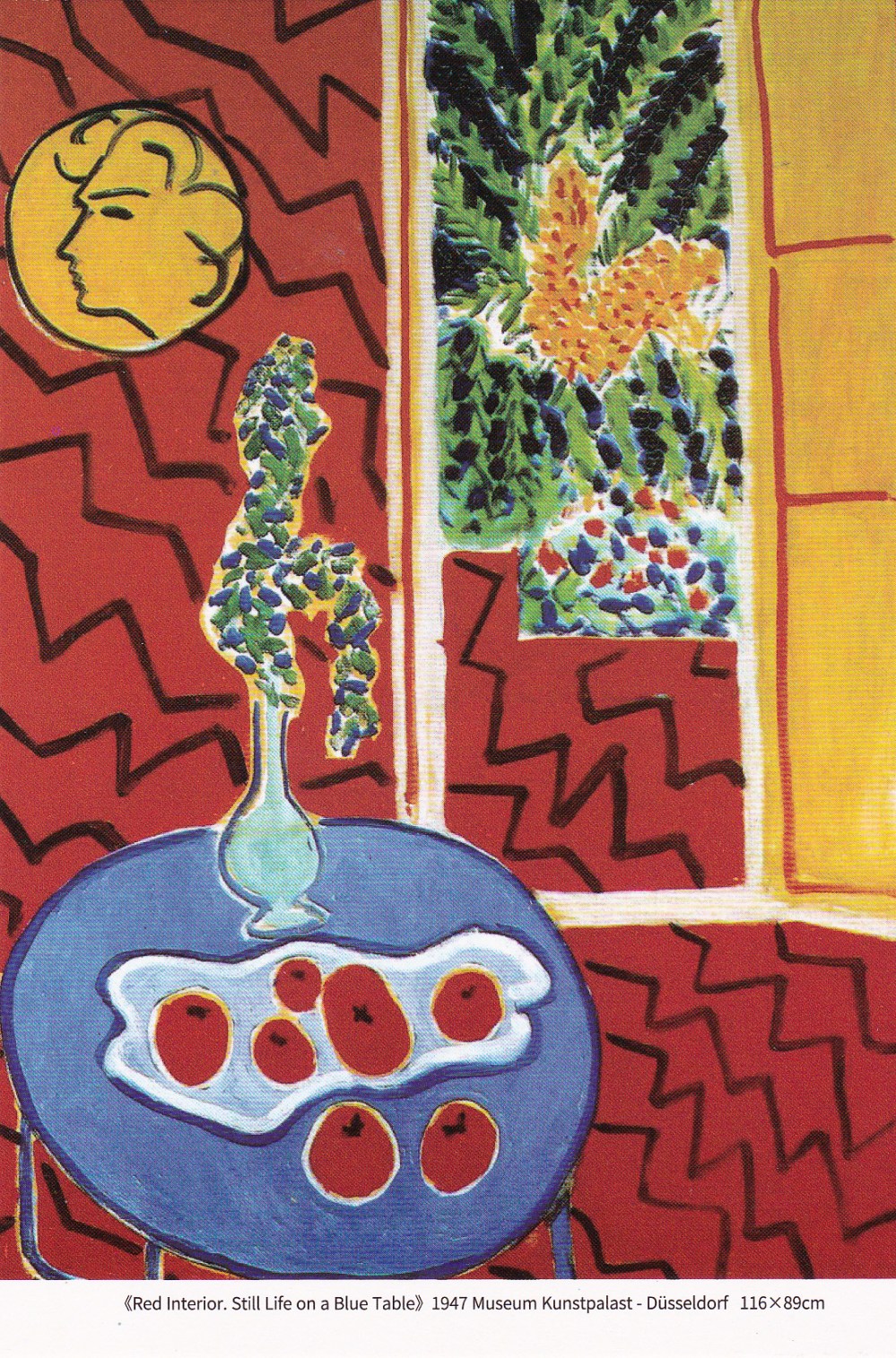 2 Stacey Jones M Red Interior Still Life on a Blue Table 1947
