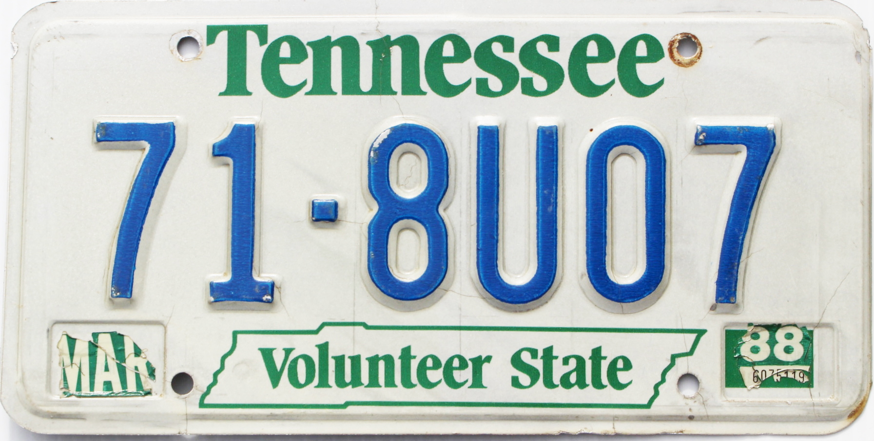 1988-tennessee-license-plate-718u07-fentress-county